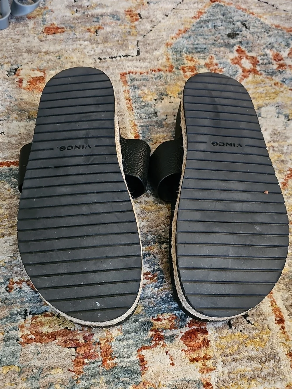 Vince Black Leather Slide Sandals Sz 9